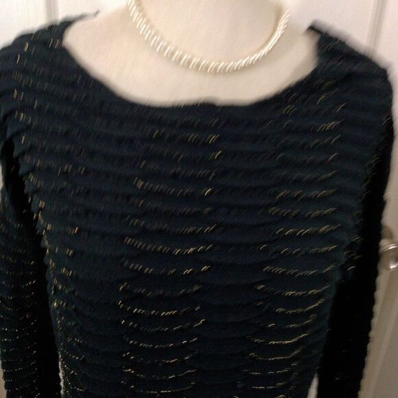 Rock & Republic Woman's Small Top Black Metallic Pullover Long Sleeve - Picture 3 of 5